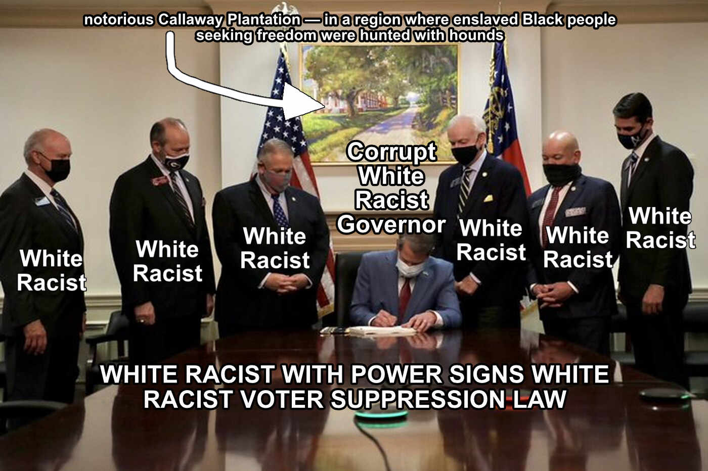 racist kemp signing voter suppression illegal law.jpg
